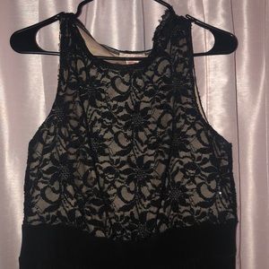 Very pretty black and beige prom dress with lace